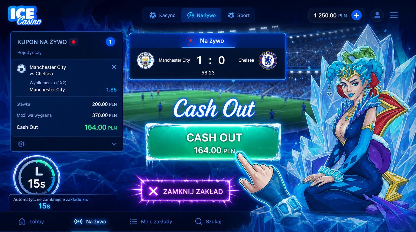  Przyciski Cash Out na zakładzie live, interakcja użytkownika 